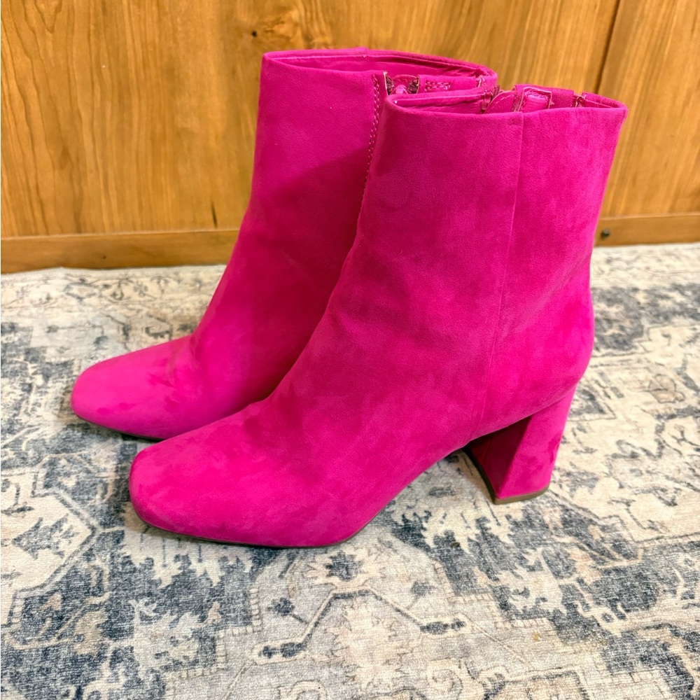 Pink Suede Ankle Boots